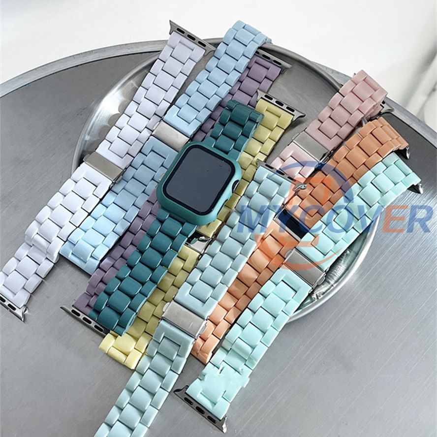 Dây Đeo Thay Thế Bằng Nhựa Resin Cho Đồng Hồ Thông Minh Series 7 6 SE 5 4 3 2 1 41mm 45mm 44mm 40mm 42mm 38mm