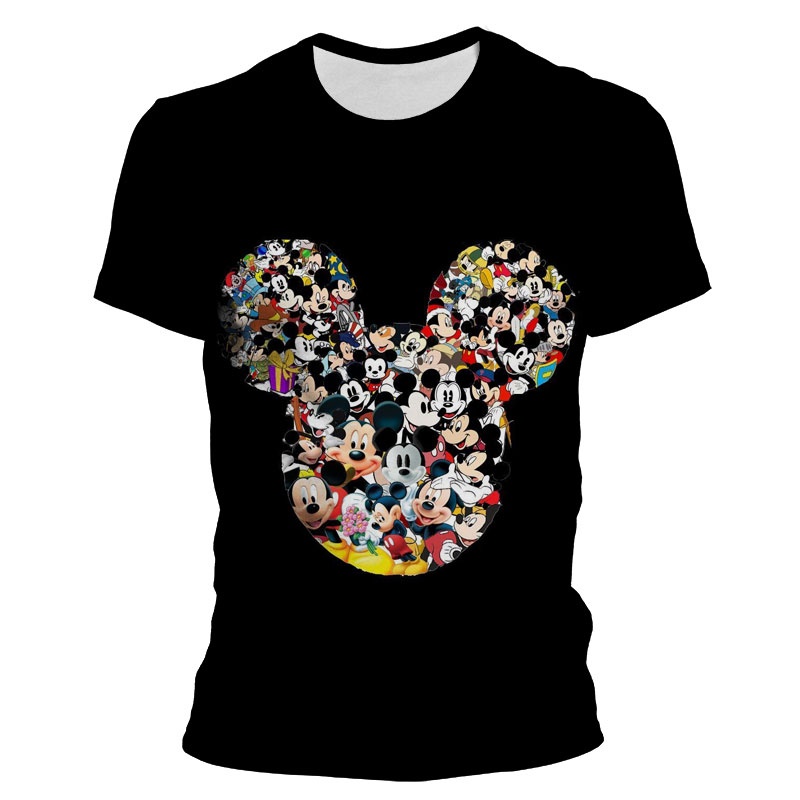 Áo Thun Tay Ngắn In Hình Chuột Mickey Hoạt Hình 3D Phong Cách Đường Phố Thời Trang 2023