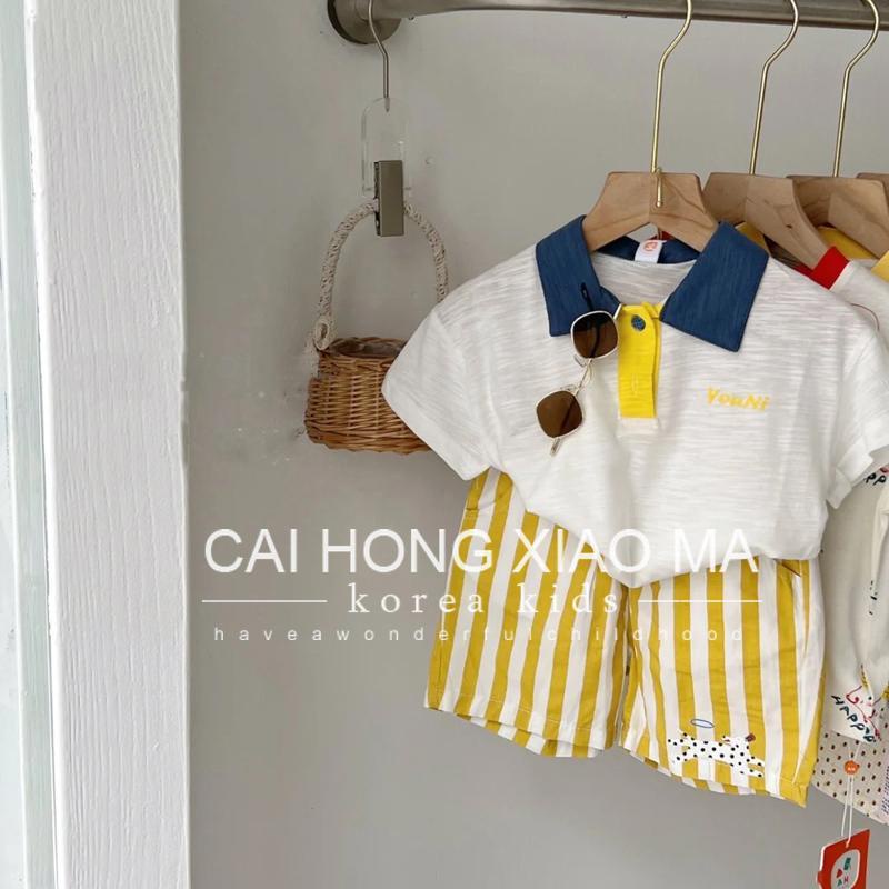 Áo Thun Cổ Bẻ Dáng Rộng Phong Cách Hàn Quốc Thời Trang Mùa Hè Cho Bé Trai