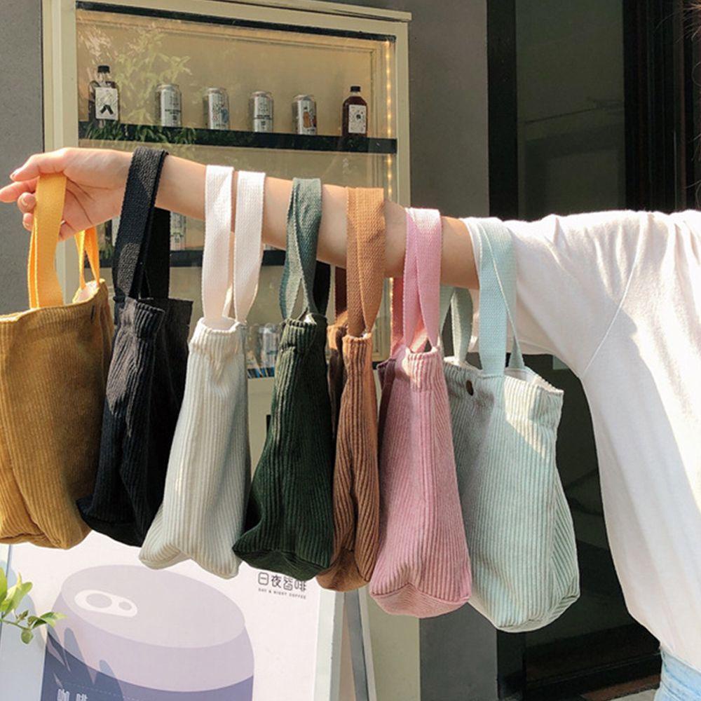 KENT1 Túi Xách Vải Nhung Kẻ Thời Trang Dạo Phố Năng Động Dành Cho Nữ