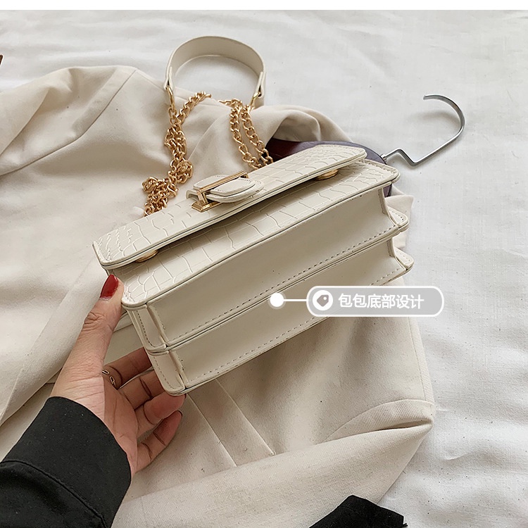 Túi xách nữ dây xích vàng đeo vai Túi đeo chéo da gân 2 ngăn sang chảnh tiểu thư BX05