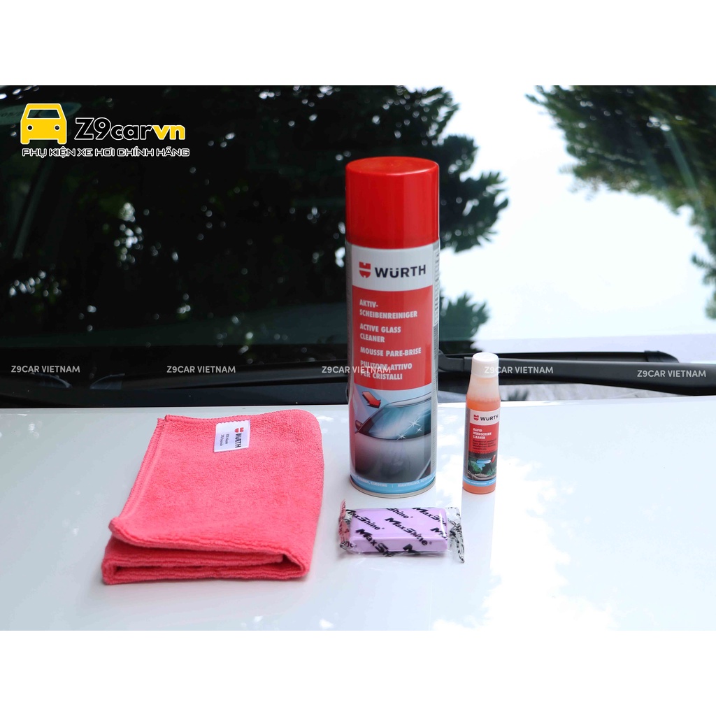 Combo vệ sinh kính lái Wurth và đất sét tẩy bụi sơn Maxshine kèm khăn Microfiber