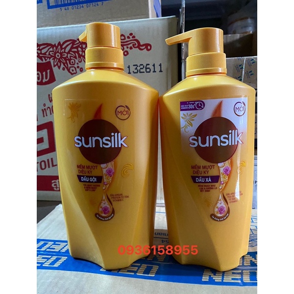 combo dầu gội và dầu xả SUNSILK 900g và 640g ( mầu vàng )