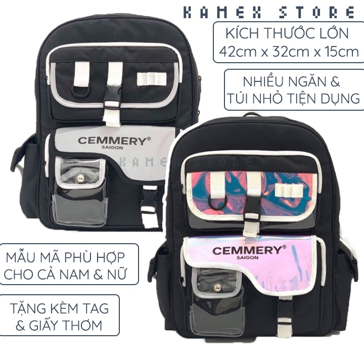 Balo thời trang Đi Học, đi chơi CEMMERY Unisex + Tặng kèm giấy thơm
