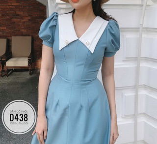 Bigsize Đầm cổ phối D438