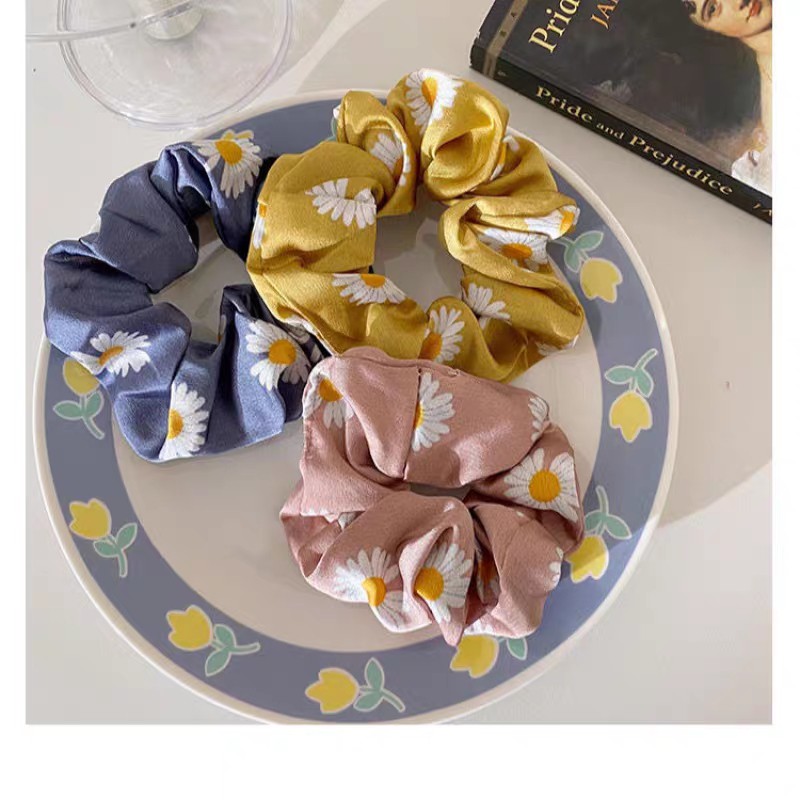 PVN15874 Dây buộc Tóc Vải Satin Hình Hoa Cúc T8
