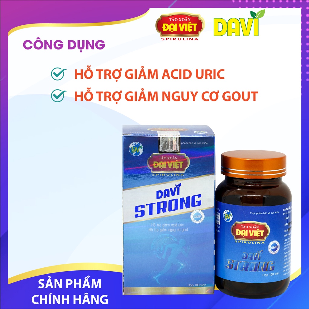 Viên uống Spirulina Hỗ trợ giảm Acid uric Thực phẩm bảo vệ sức khỏe