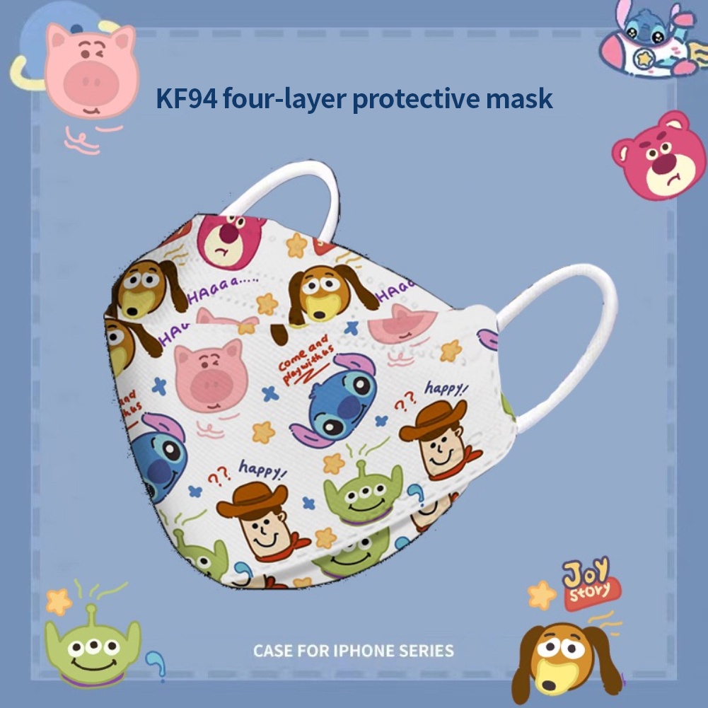10pcs Hàn Quốc phiên bản dành cho người lớn KF94 dễ thương phim hoạt hình mặt nạ Trong kho