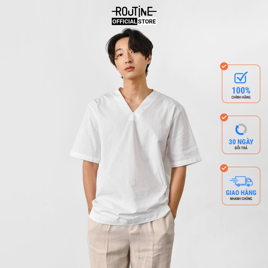Áo sơ mi nam tay ngắn, cổ V. LOOSE - Routine 10S21SHS020