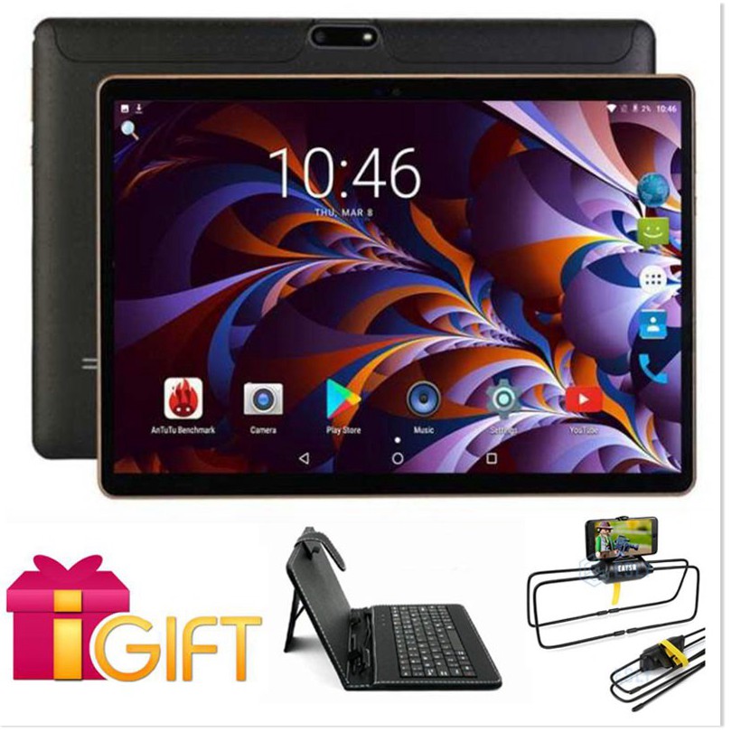 Máy tính bảng 10.1inch Android 10.0 ram 4gb bộ nhớ 64gb tặng bao da bàn phím và giá đỡ chân nhện đa năng-TTHome