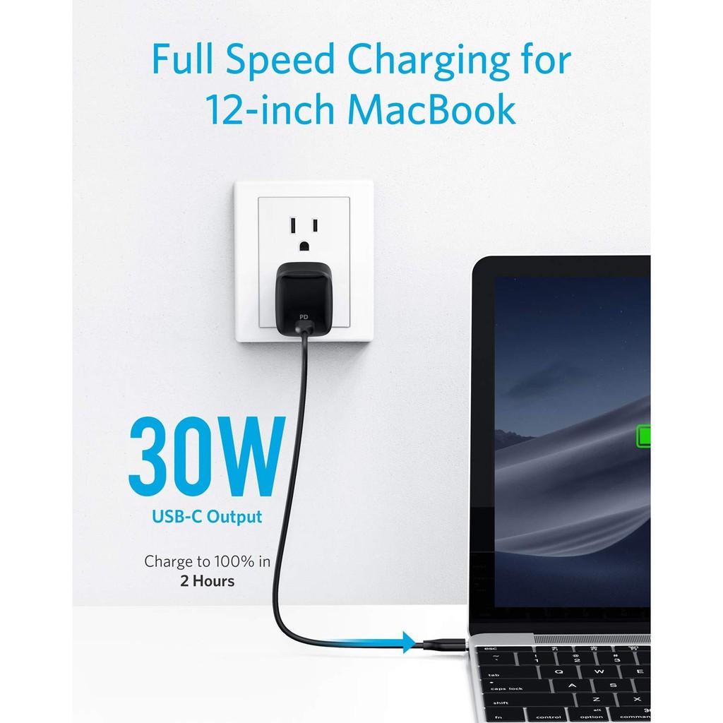 Củ sạc nhanh iPhone 12 Series, iPad Pro, MacBook Air ANKER A2017 PowerPort ATOM 01 USB-C PD 30W GaN Tech