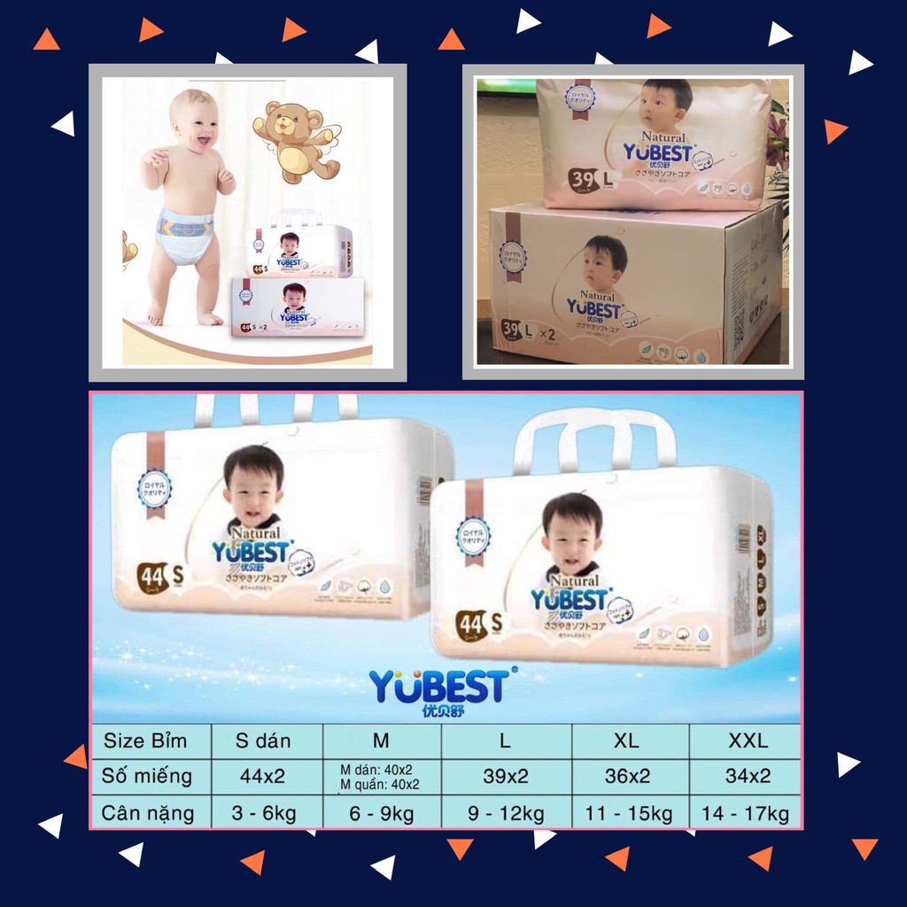 [TẶNG GẮP TIỆT TRÙNG] Tã Bỉm YUBEST phiên bản mới  NATURAL nội địa trung Size S44/M40-40/L39/XL-36/XXL ÔI BÉ CƯNG PK.26