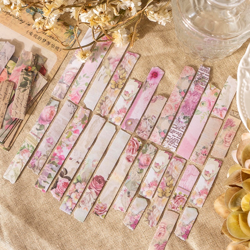 Bộ 100 Miếng Dán Trang Trí Sổ Lưu Niệm/ Album Ảnh In Họa Tiết Hoa Xinh Xắn DIY