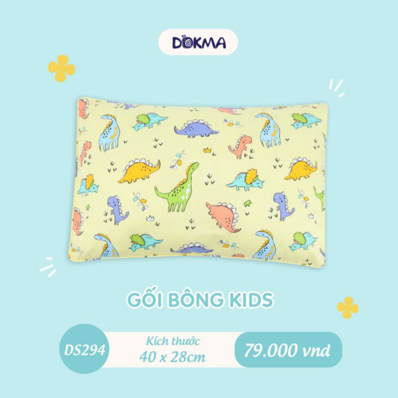 [Dokma] GỐI BÔNG TRẺ EM cotton mềm, thấm hút tốt 2-8 tuổi (kt 46*31cm)