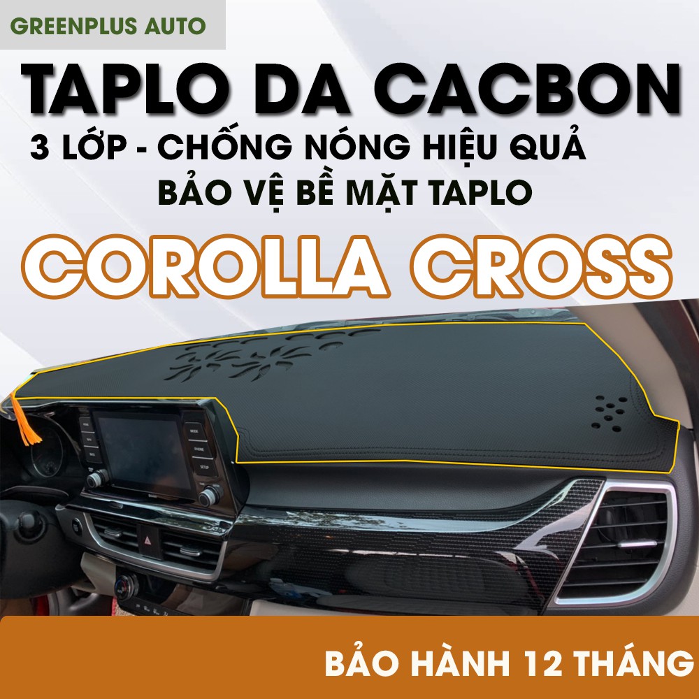 Thảm Taplo ô tô Toyota Cross da vân Cacbon 3 lớp