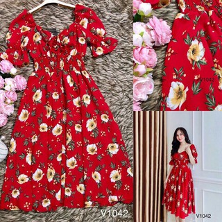 Đầm Voan Hoa Dây Rút Ngực Dự Tiệc Dịu Dàng Thời Trang SUSANT Shop