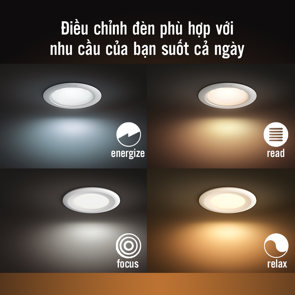 Bộ đèn âm trần Philips Hue Downlight – Garnea 7W D125 / 10W D150