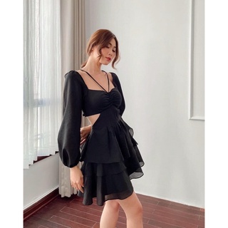 Váy đầm dáng Xoè trễ vai Kèm feedback Cutout eo đi tiệc đi chơi 4November