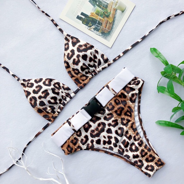 [BKN744] &lt;ÂU&gt; SET BIKINI HOẠ TIÊT DA THÚ KÈM BELT (CẠP CAO)