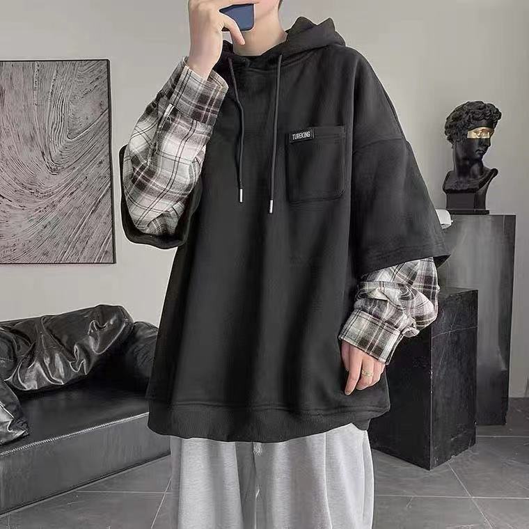 Áo hoodie giả hai lớp phong cách Hàn Quốc trẻ trung dành cho nam