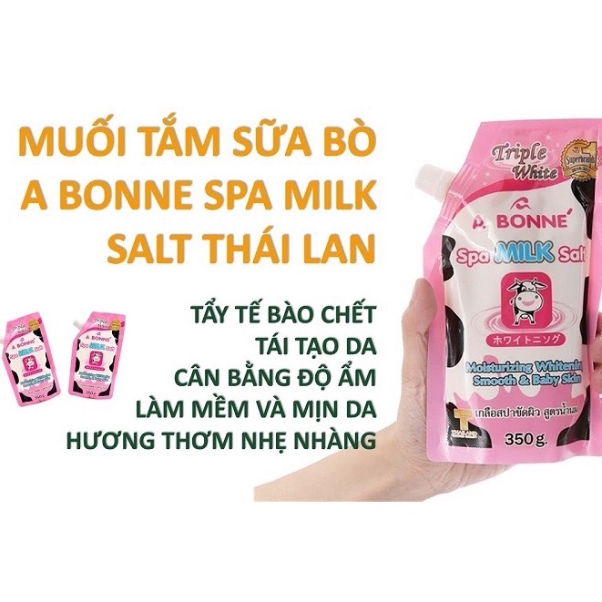 COMBO 2 MUỐI TẮM SỮA BÒ Spa A Bonne' Thái Lan Giúp Tái Tạo Da, Làm Mềm Da 350g (Có Vòi)