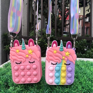 ⚡Giao hàng trong 24 giờ⚡Pop It Fidget Rainbow Color Bubble Bag Toy Crossbody Bag Túi kỳ lân Giải tỏa căng thẳng