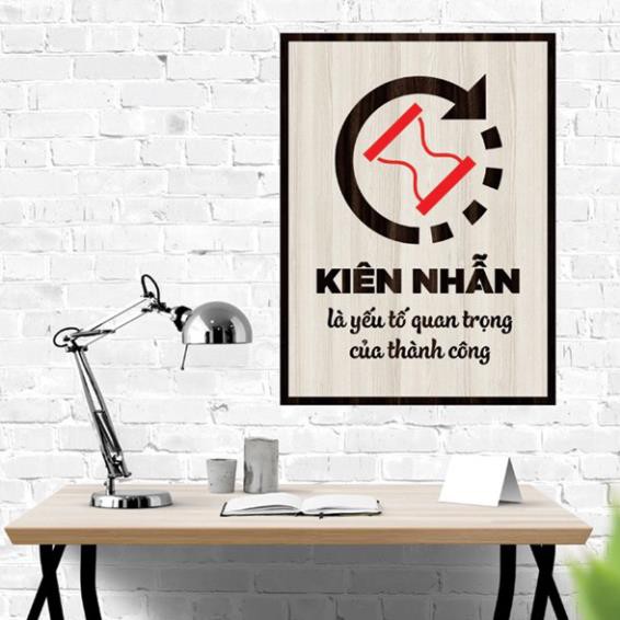 [ Bảng gỗ Decor Tạo Động Lực Làm Việc Bằng Gỗ khắc Lazer ] - Kiên nhẫn là yếu tố quan trọng của thành công