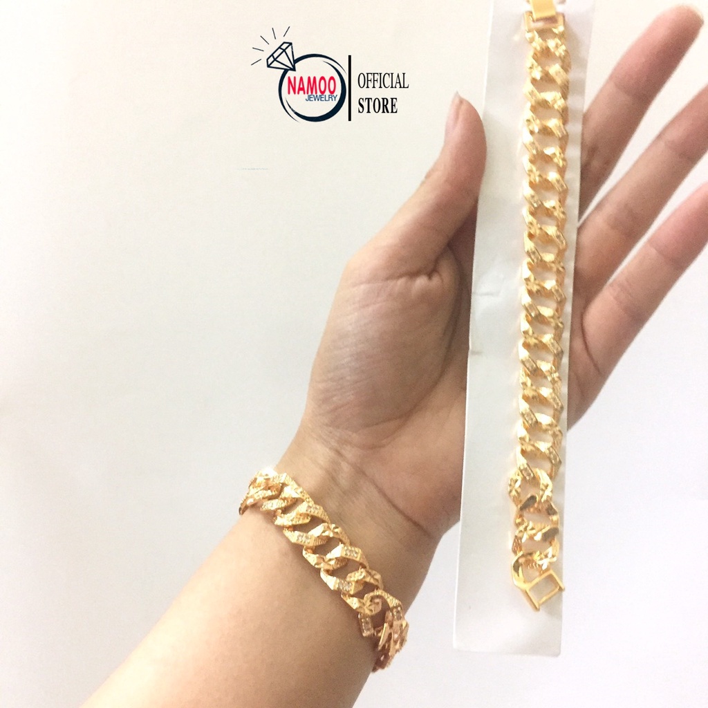 Lắc Tay Xích L679 Đính Đá Mạ Vàng Nữ