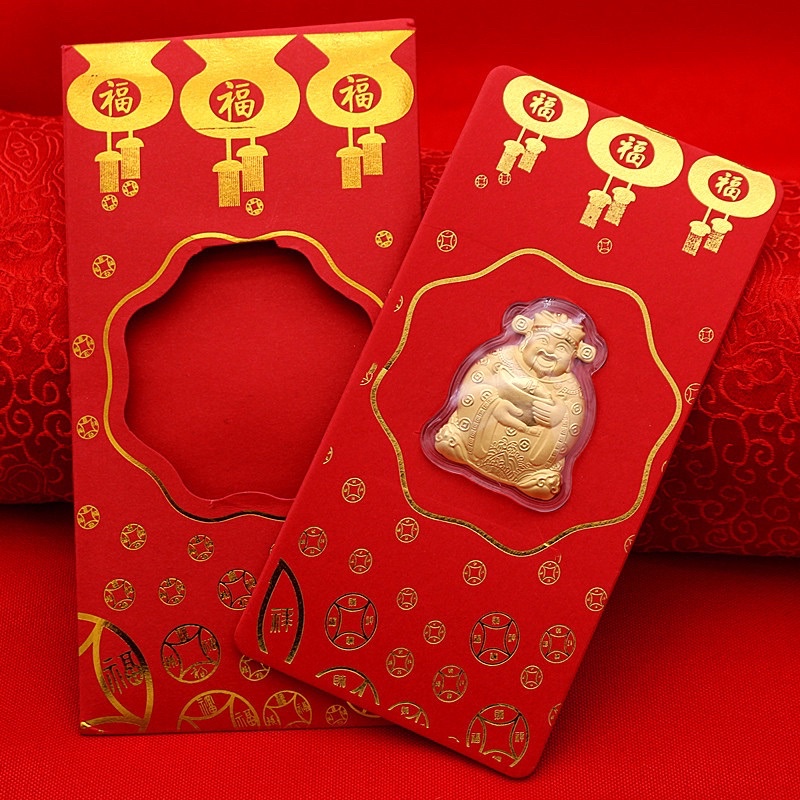 Bao Lì Xì Thần Tài Mạ Vàng 24K - Bao Lì Xì May Mắn Rước Tài Lộc