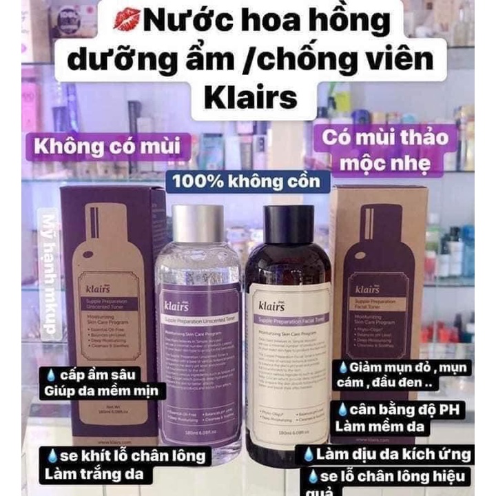 Nước Hoa Hồng KLAIRS Supple Preparation, Toner  KLAIRS  Supple Preparation 180ml ( HÀNG CHÍNH HÃNG ) GentsOfficialStore