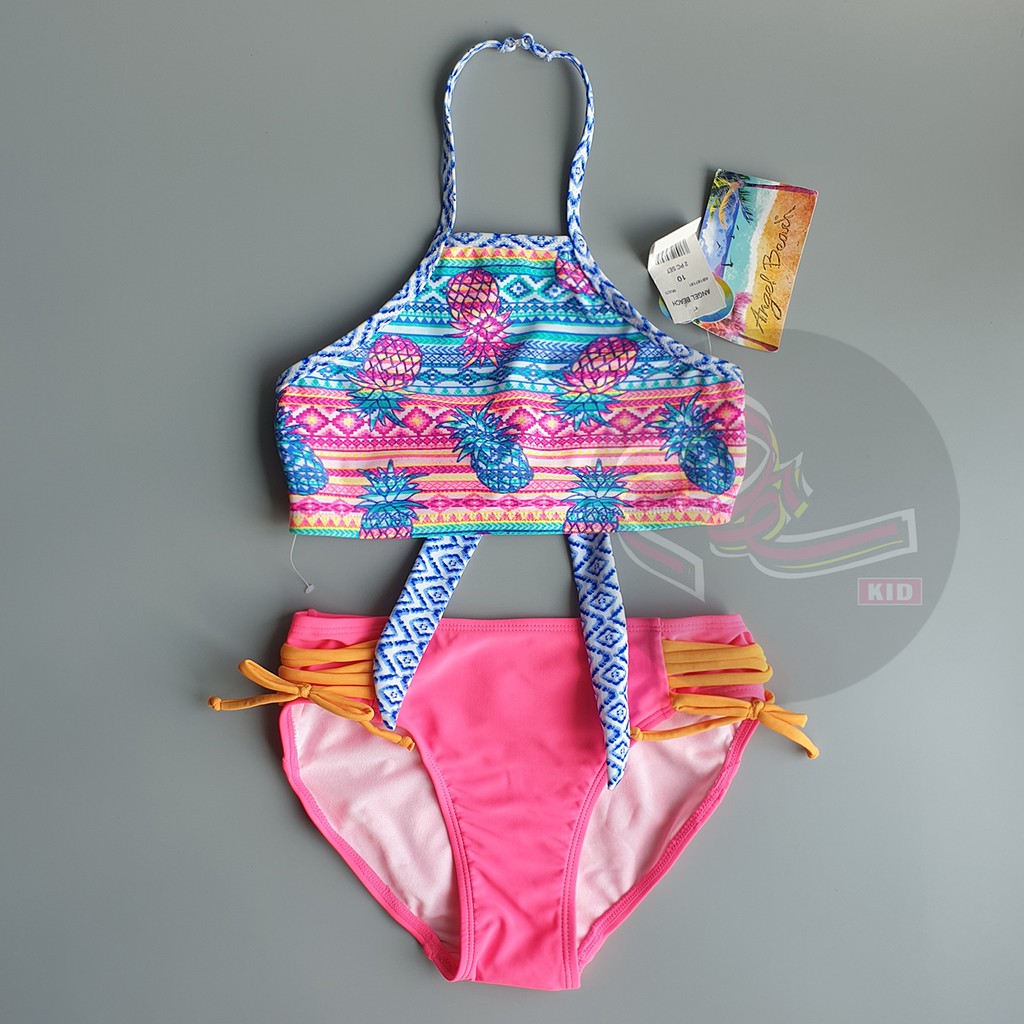Bộ bơi áo yếm phối quần thắt nơ hông hoạ tiết tropical SO Kol xuất khẩu Mỹ