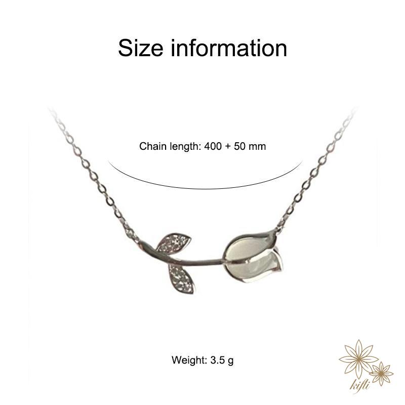 Vòng cổ Mạ Vàng Trắng Mặt Hoa Tulip Cao Cấp Sang Trọng