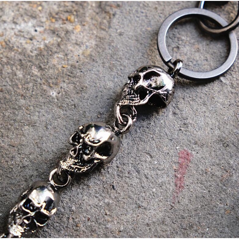 Móc Khóa Kim Loại Gắn Ví Hình Đầu Lâu Phong Cách Hip Hop Dành Cho Nam