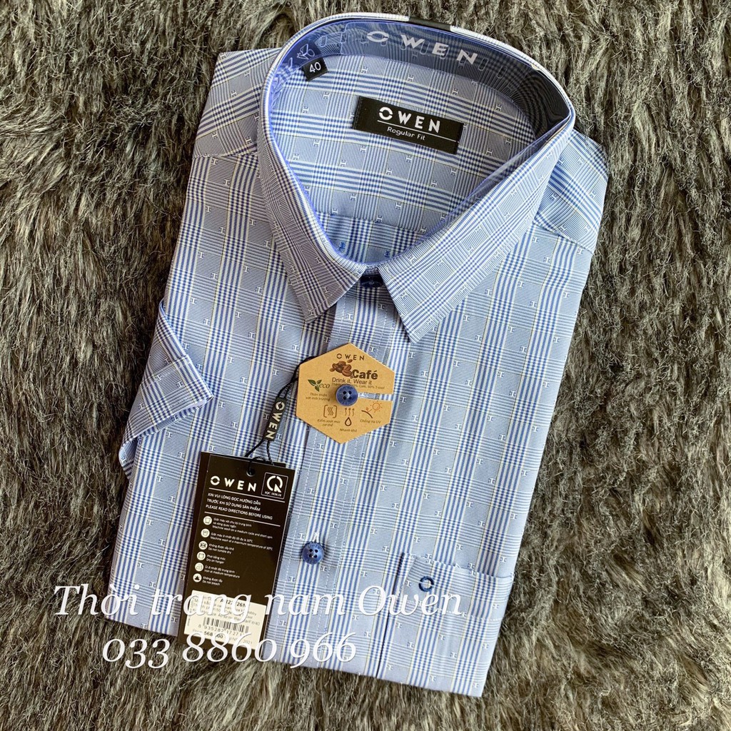 OWEN - Áo sơ mi Owen Regular fit chất cafe kẻ ca rô xanh 22726