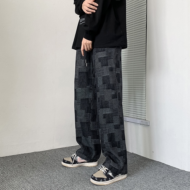 Quần jean ống rộng màu gradient phong cách đường phố Hong Kong thời trang thu đông cho nam size S-3XL