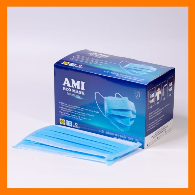 Khẩu Trang Kháng Khuẩn AMI 4 Lớp Dày Dặn, Hàng Chính Hãng, Hộp 50 chiếc, Hàng Sẵn, Date Mới