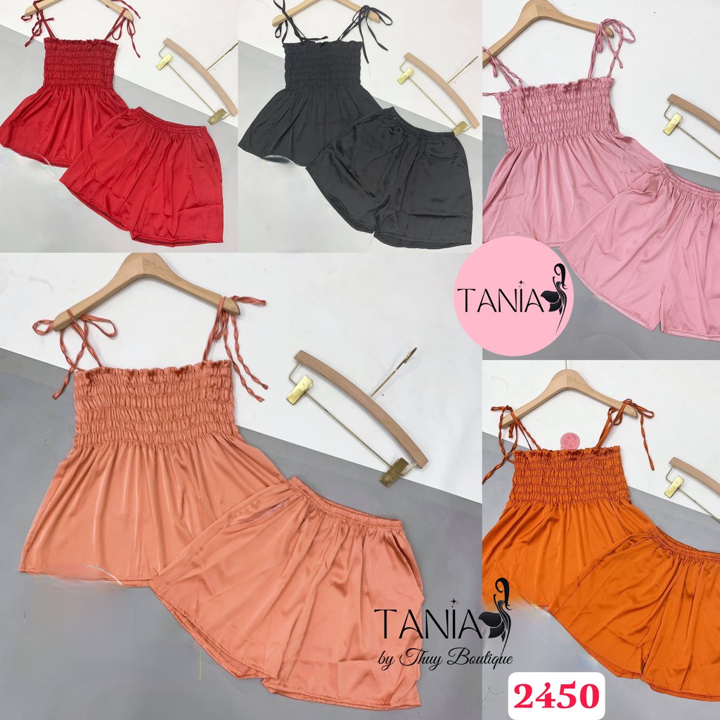 Đồ Ngủ Mặc Nhà 2 Dây Nhún Quần Đùi Gợi Cảm Ngực Sexy TANIA 2450