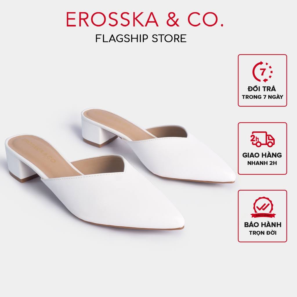Erosska - Dép cao gót Erosska 2022 bít mũi kiểu dáng Hàn Quốc cao 3cm màu đen _ EM076