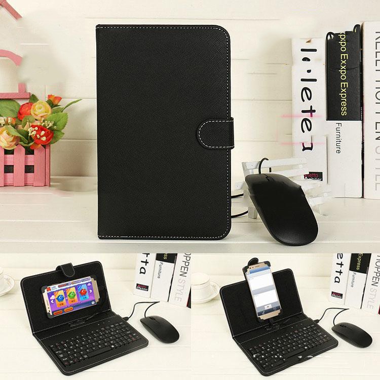 Bao da bàn phím kèm chuột Kaw có dây sử dụng cho điện thoại, ipad, máy tính bảng kết nối OTG