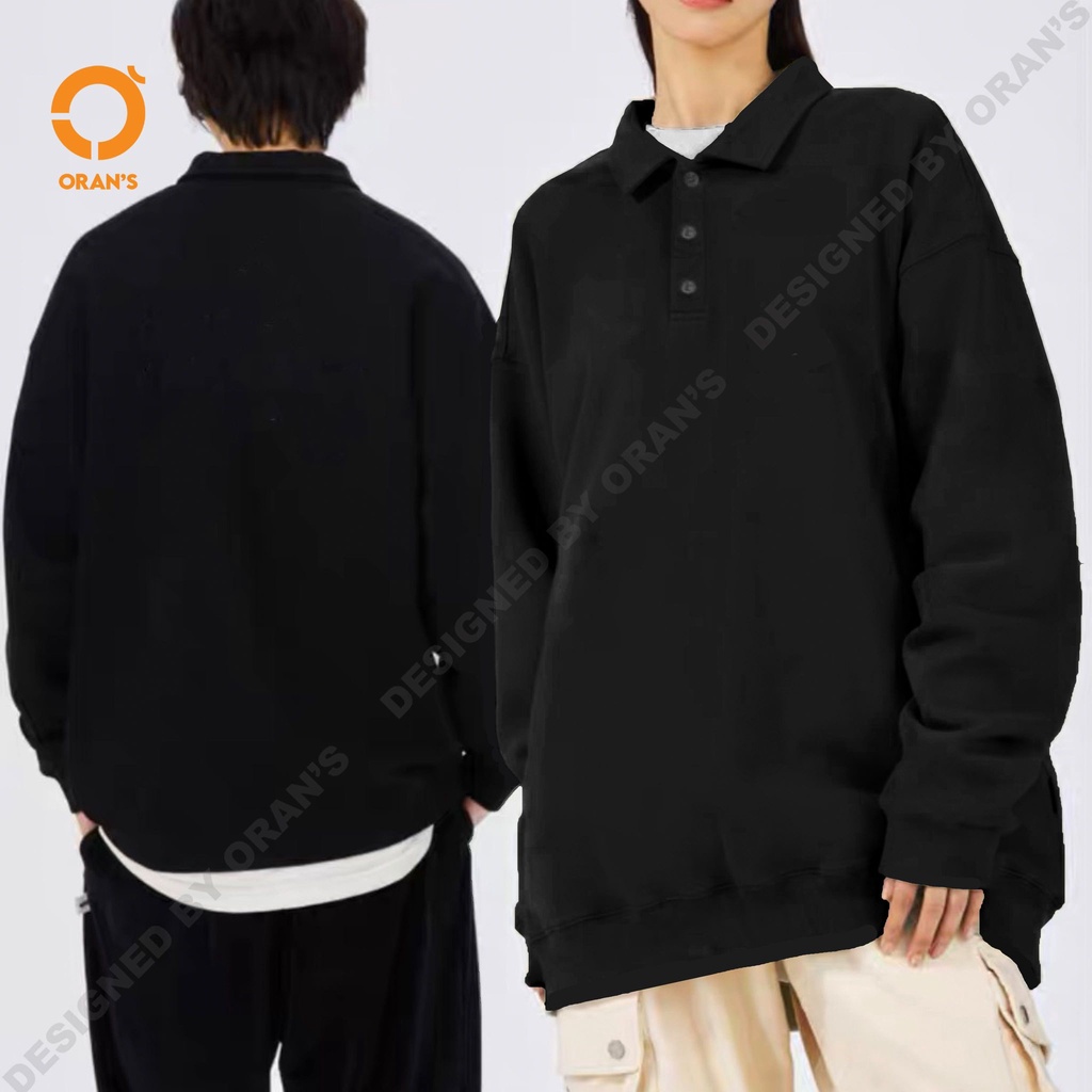 Áo Sweater Polo dài tay in hình chó mèo 03 nhỏ chất nỉ cotton da cá cao cấp form rộng unisex - ORAN'S SWEATER POLO