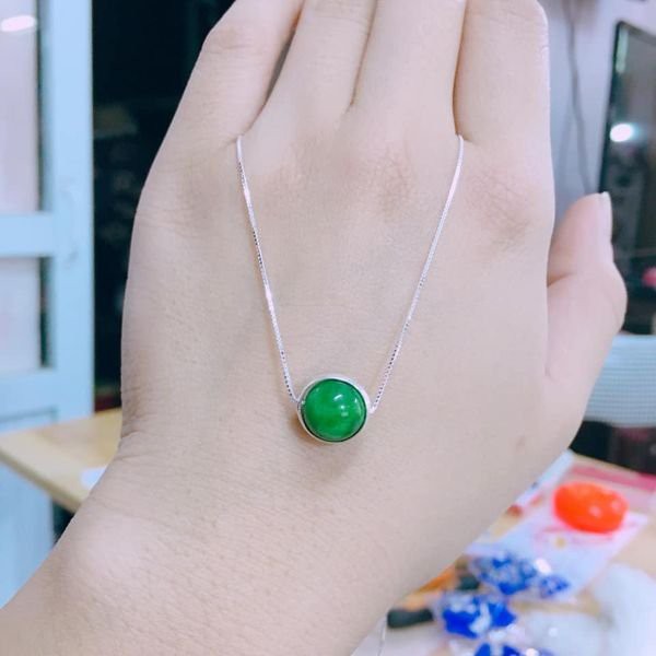 Dây chuyền nữ phong thuỷ bạc 925 mặt đá xanh trẻ trung/ Trang sức bạc JQN