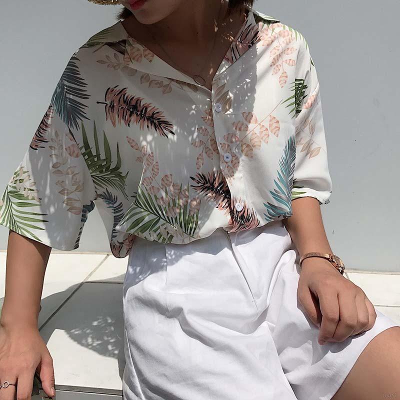 Áo Chiffon Cổ Bẻ Tay Ngắn Cho Nữ