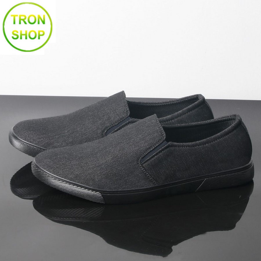 Giày lười vải nam full đen TS212 Tronshop