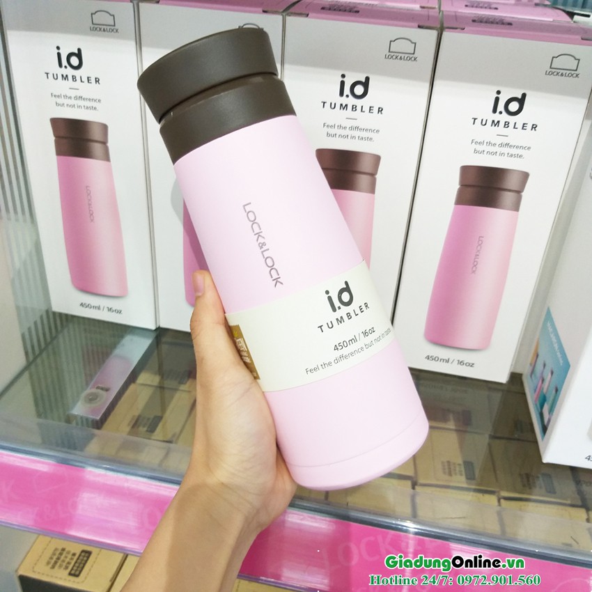 Bình Giữ Nhiệt Macaron ID Tumbler Lock&amp;Lock LHC4230 450ml hồng - Larva Store