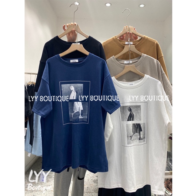 Áo phông nữ in hình cô gái form rộng 5 màu hot hit, Áo thun chất cotton Quảng Châu LYY BOUTIQUE