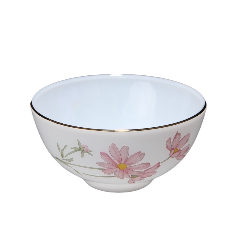 Bát cơm đáy nhỏ viền vàng 22K các mẫu hoa văn Thủy Tinh Ngọc USA Homeset cao cấp nhập khẩu chính hãng