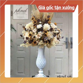 Bình hoa composite, decor, trang trí, tân gia, bình hoa giả, cao cấp mã trám 4 sang trọng
