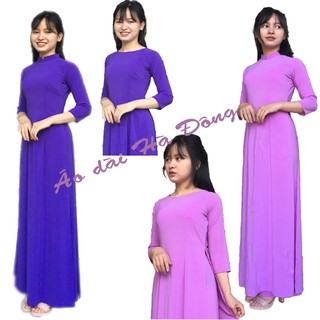 Áo dài lụa nhật 2 tà/ màu tím