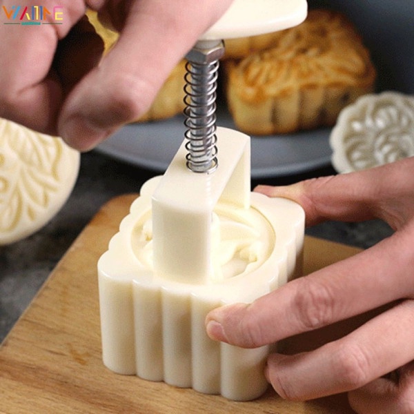 Bộ khuôn làm bánh trung thu 100g khuôn hình hoạ tiết