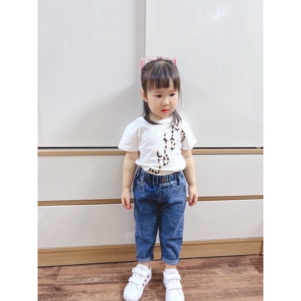 Quần Jeans Cho Bé , Quần Jeans Cạp Chun Dáng Baggy Màu Xanh Cho Bé - Nhà Cam